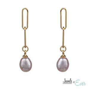 Sterling Silver Genuine Freshwater Pearl Earrings with Gold Plating